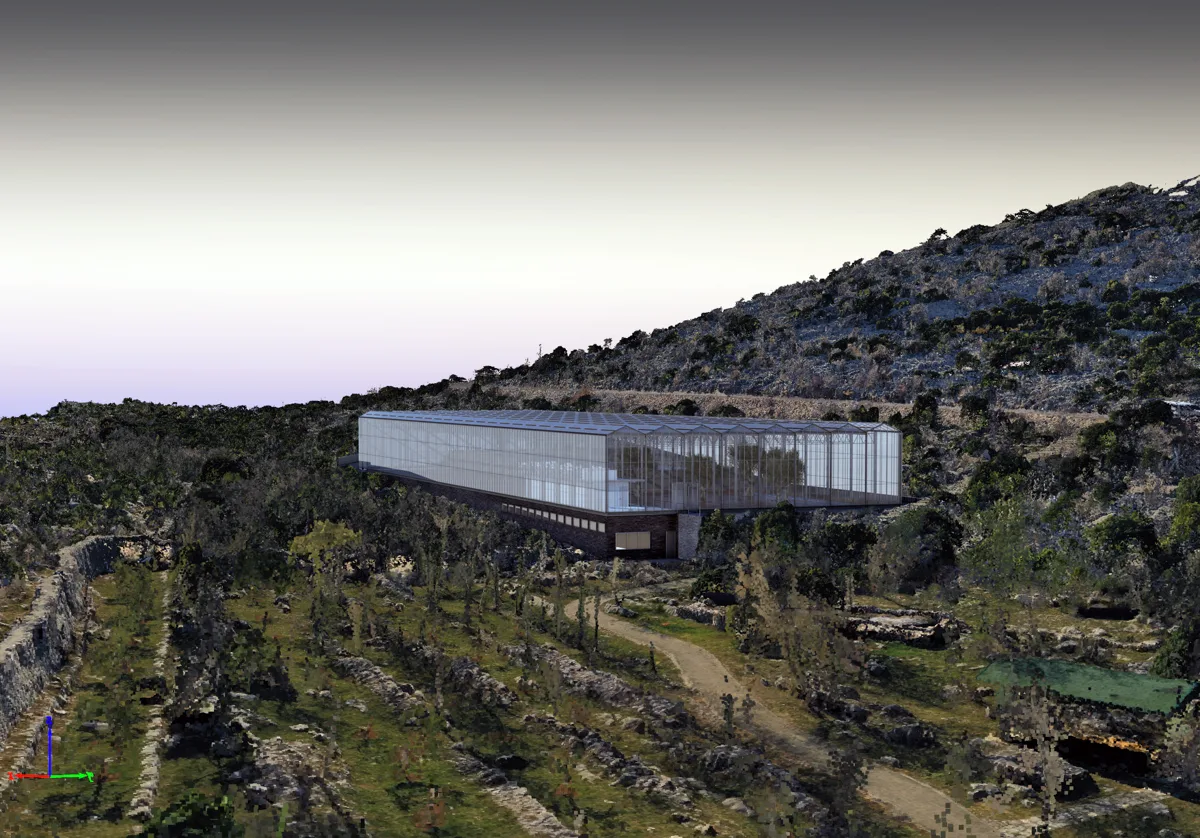 Design: structure of a glass garden in Žrnovnica near Senj